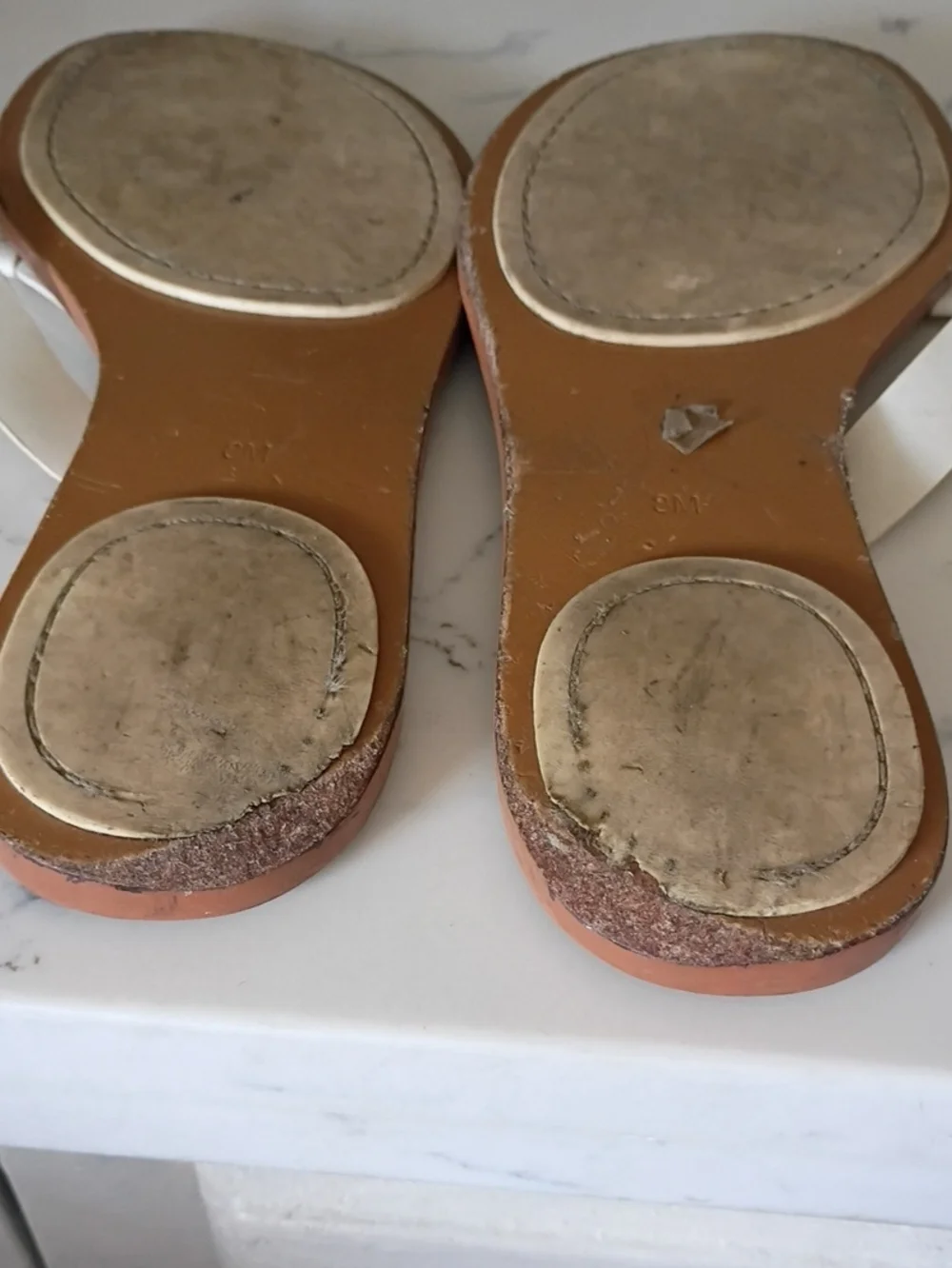 Tory Burch White Leather Thong Sandals with Gold Accent - Women
